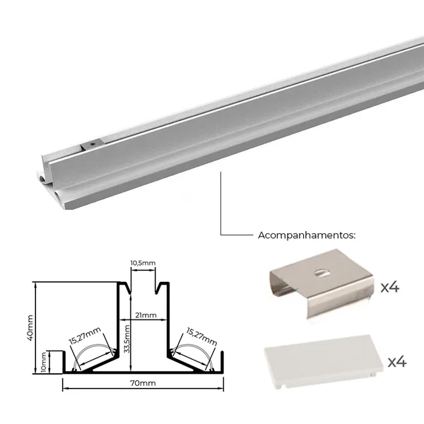 Nordecor Perfil de Sobrepor ALUX 40X70MM