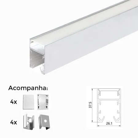 Nordecor Perfil de Sobrepor FUSY 37X26MM