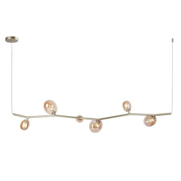 UsinaDesign Pendente Olive Horizontal Dourado com Âmbar